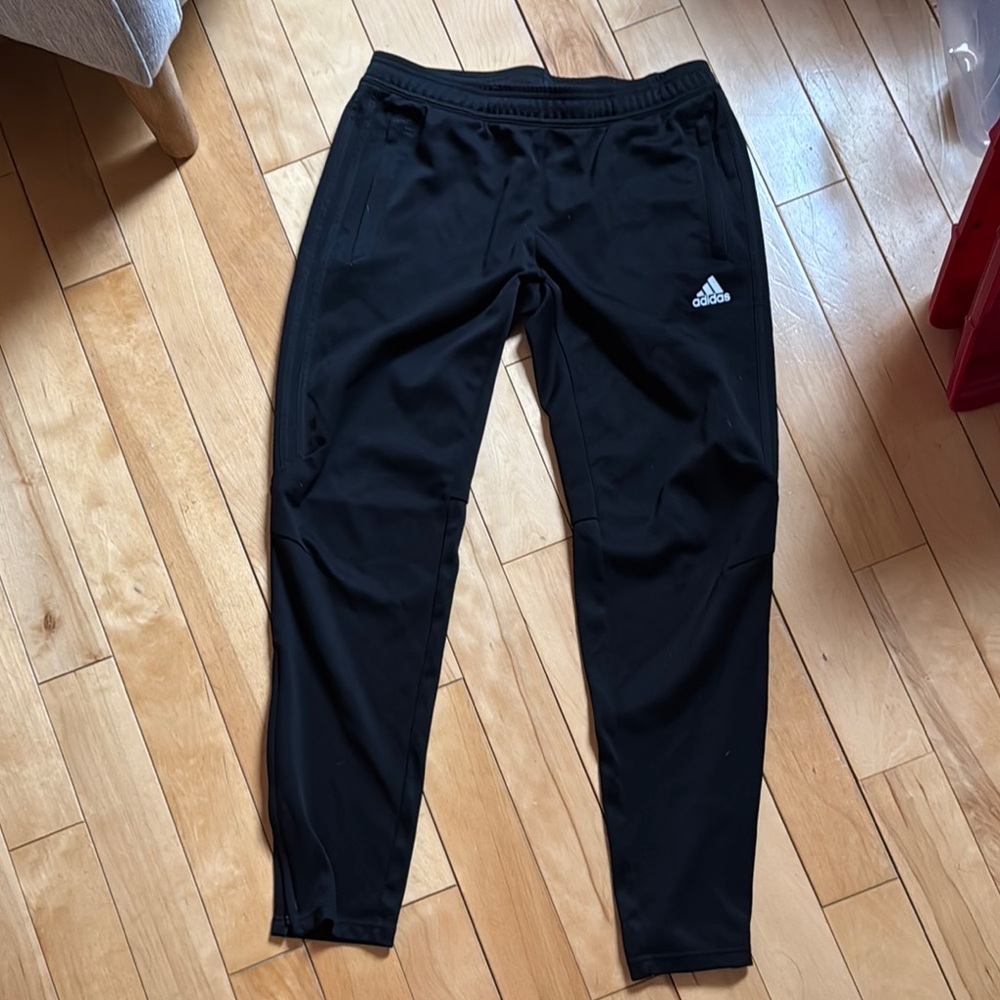 Adidas Black Sweatpants Tapered Fit Elastic Waist